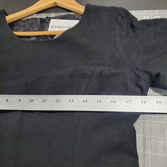 Adolfo Studio Vintage Dress Women Size 6P Black Linen Y2K Friends Whimsygoth LBD - Picture 10 of 11